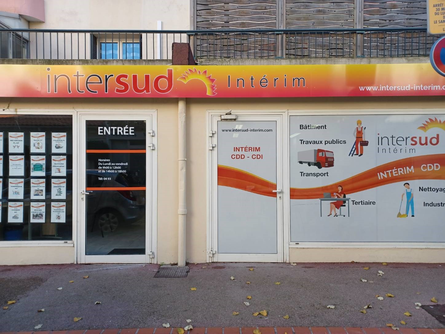 Extérieur de l'agence d'emploi Intersud Intérim Cagnes-sur-mer